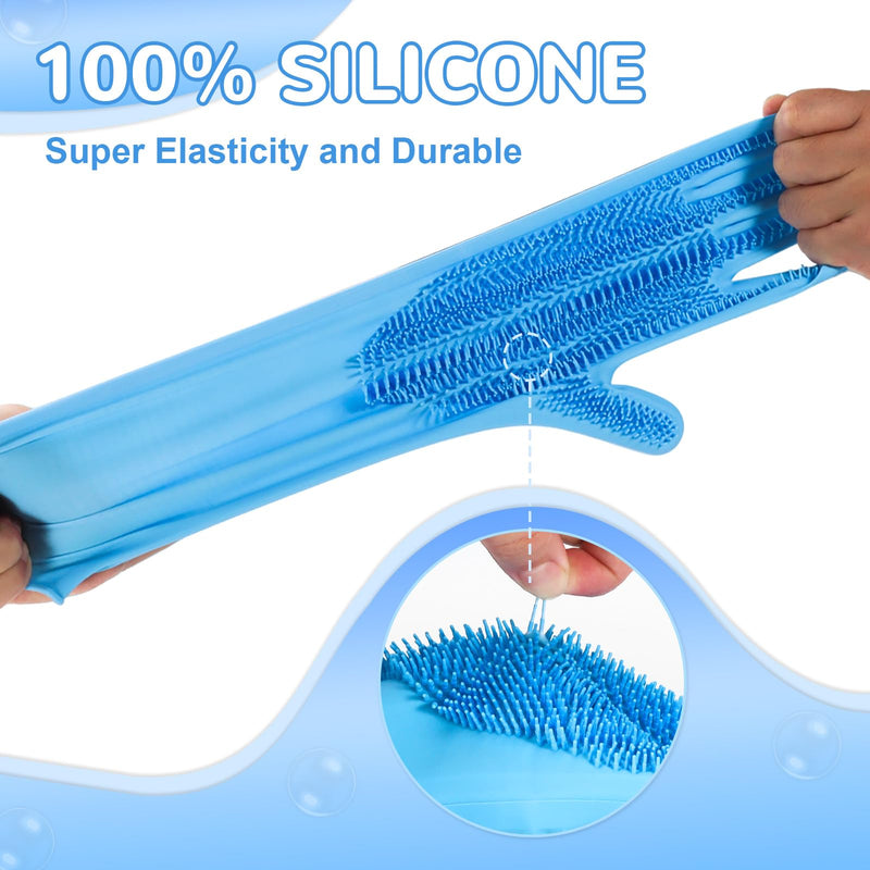 WJWJA-Pet Grooming Gloves - Dog Bath Gloves - Reinforced 5 Finger Design - Perfect for Cat Bath Gloves - Massage - Hair Removal Tool blue - PawsPlanet Australia