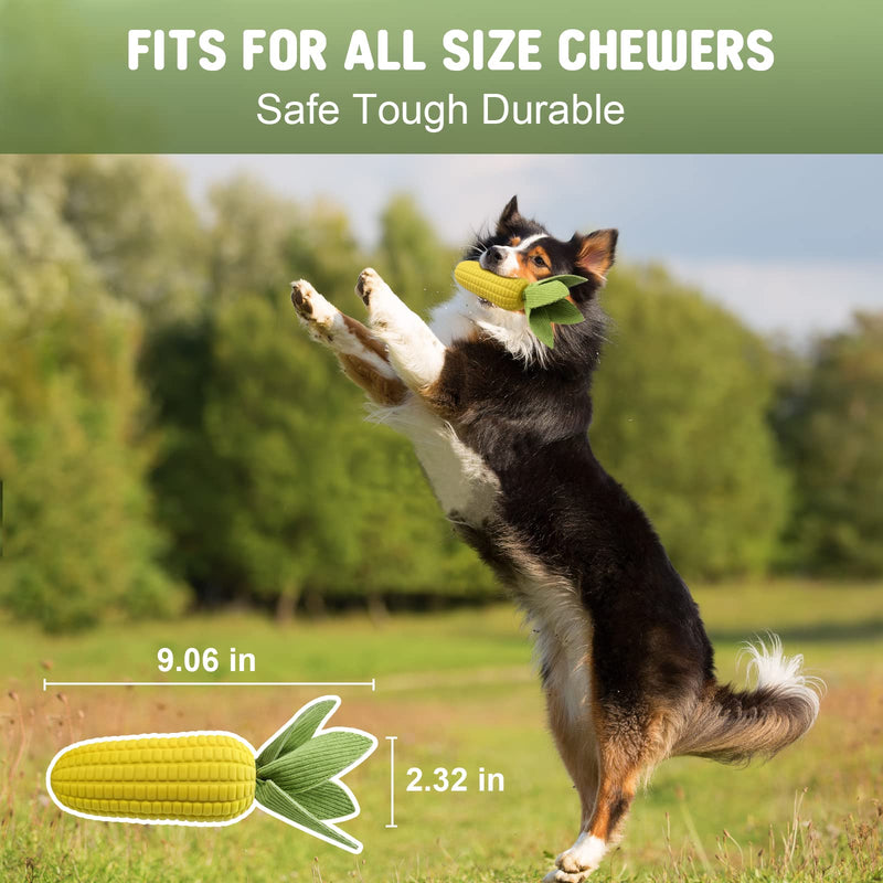 Dog Toys for Aggressive Chewers, Indestructible Tough Dog Toys for Large Dogs, Durable Squeaky Dog Chew Toys for Small Medium Dog Teeth Cleaning with Natural Rubber Yellow - PawsPlanet Australia