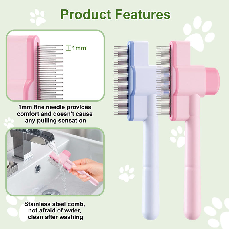 3PCS Flea Comb for Cats and Dogs with Pet Hair Remover Glove, Portable Pet Grooming Kit with a Release Button, Flea Removal Brush, Deshedding Glove for Shedding, For Pet Massage and Shed Hair Removal - PawsPlanet Australia