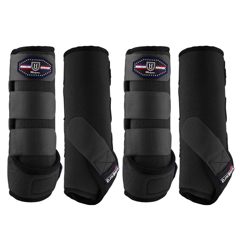 Harrison Howard Splint Boots for Horses 4 Pack, Front & Hind Horse Sport Boots with Neoprene Leg Protection Piano Black Large
