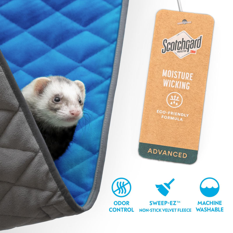 Paw Inspired Hanging Fleece Hammock for Ferrets, Rats, Chinchillas, Sugar Gliders, Small Pets | Hideout Toy for Guinea Pigs, Hamsters | Swivel Clips for Small Animal Cages (Gray/Blue) Gray/Blue - PawsPlanet Australia