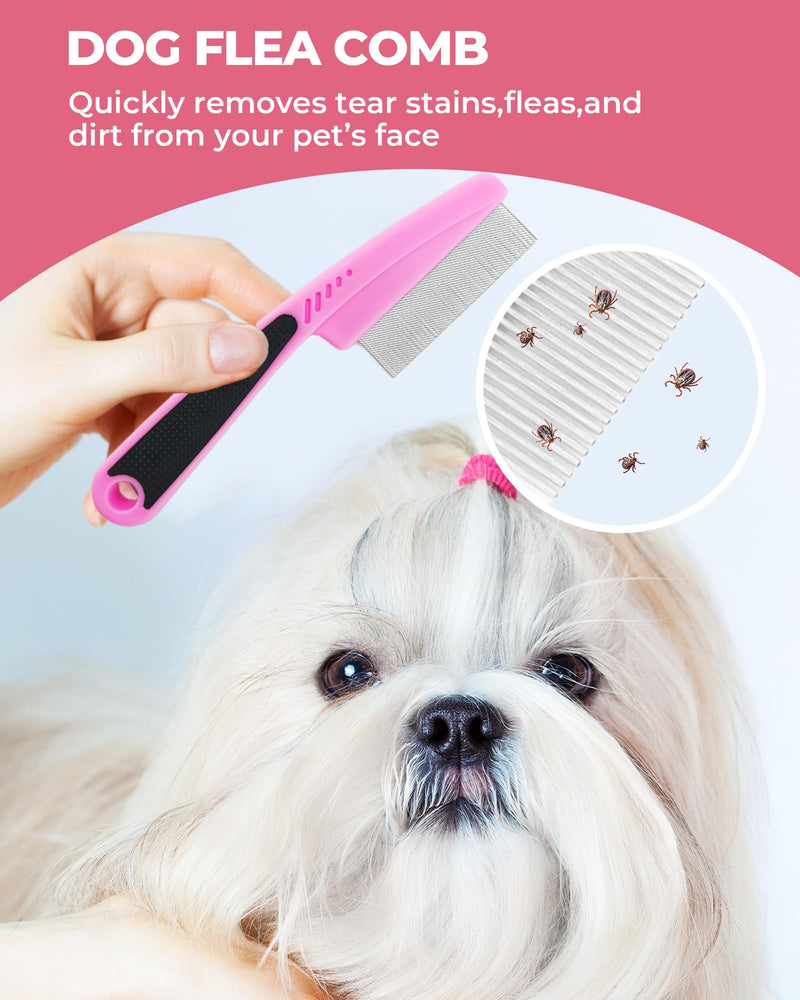 Dog Brush for Shedding Grooming,6 Pack Long-Pin Brush Set for Long Haired Dog Cat Goldendoodles Poodles Doodles Pink B-Pink - PawsPlanet Australia