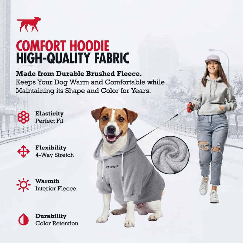 Tuff Pupper Dog Hoodie | Premium Quality Insulated Fabric | Ultra Soft Interior for Superior Comfort | Elastic Cuffs & Drawstring for Warmth | Stretch Fit Suitable for All Breeds (Gray, L) 40-60 lbs (Large) Heather Grey - PawsPlanet Australia