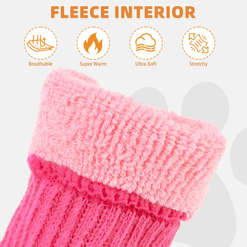 KOOLTAIL Anti Slip Winter Dog Socks to Prevent Licking Paws, Waterproof Snow Rain Long Dog Boots&Paw Protector, Warm Grippy Booties Reflective Double Straps for Hardwood Floor, Small Medium Large Dogs