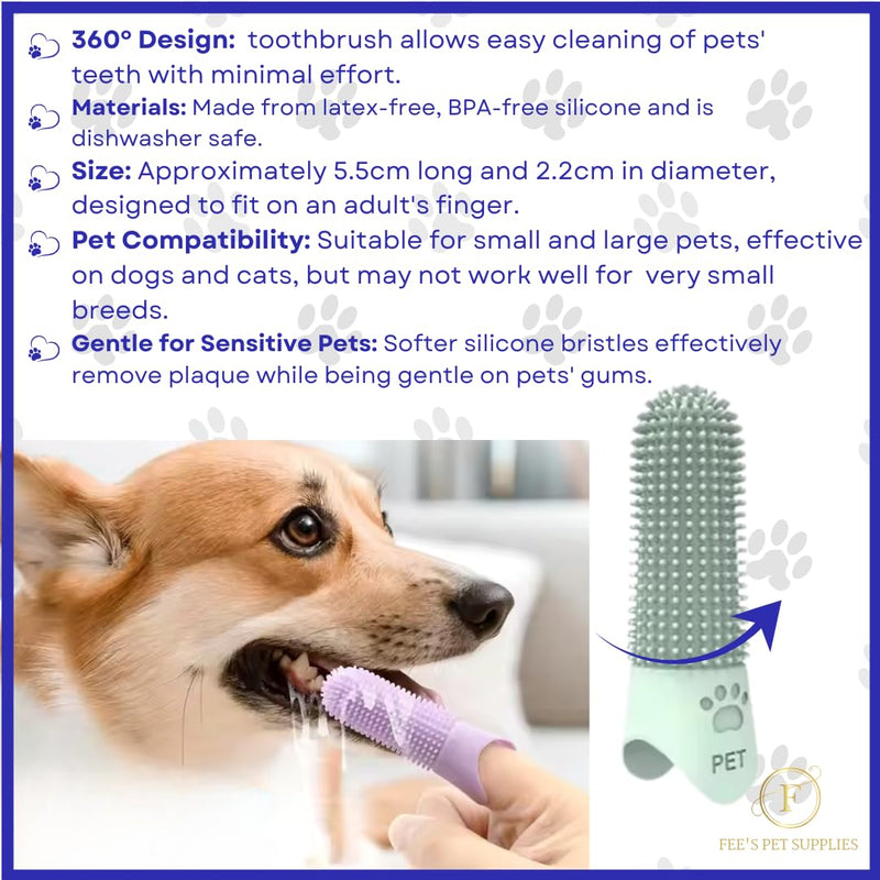 Grooming set for Dogs Easy-Clean Pet Hair Remover Brush, Microfibre Towel, Silicone dog Shampoo Brush, Finger Toothbrush+Bonus Vintage Paw Charm | Perfect Dog Gift Set (Grey) Grey - PawsPlanet Australia