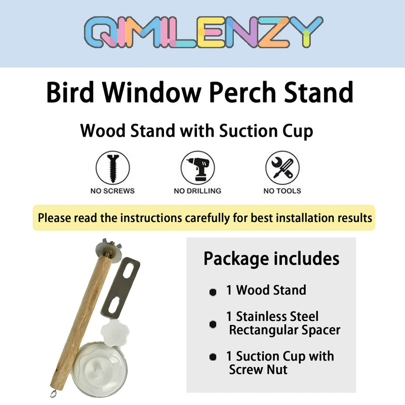 Bird Window/Bath/Car/Travel Perch Stand with Suction Cup for Small and Medium Bird Parrot Parakeet Cockatiel Conure Budgie Lovebirds (Simple Wood Perch) Simple wood perch - PawsPlanet Australia