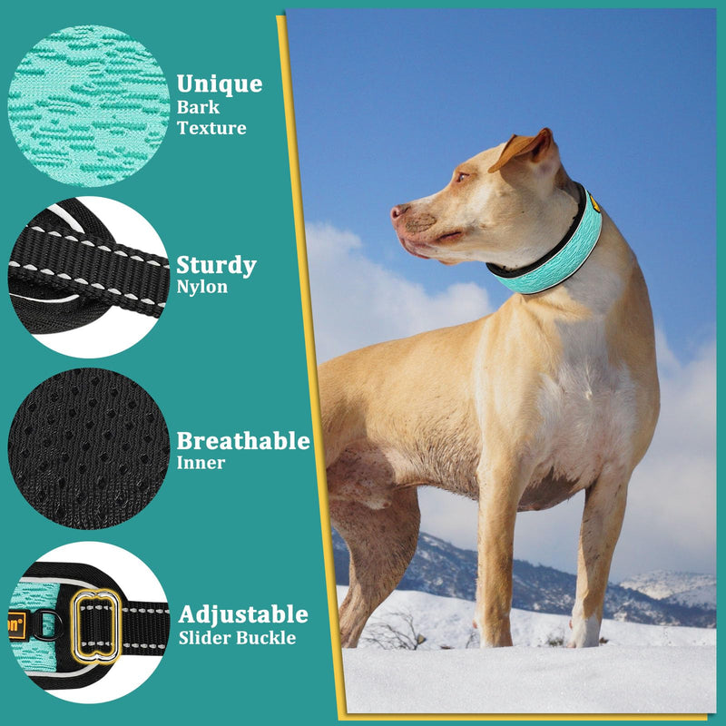 Martingale No Pull Dog Collar for Large Medium Dogs Pitbull German Shepherd Rottweiler, Patented Reflective Anti Pull Dog Collar with Buckle, Adjustable Dog Walking Collar No Pull for Training Hiking Large,2.5mm,18''-22"Neck Cyan