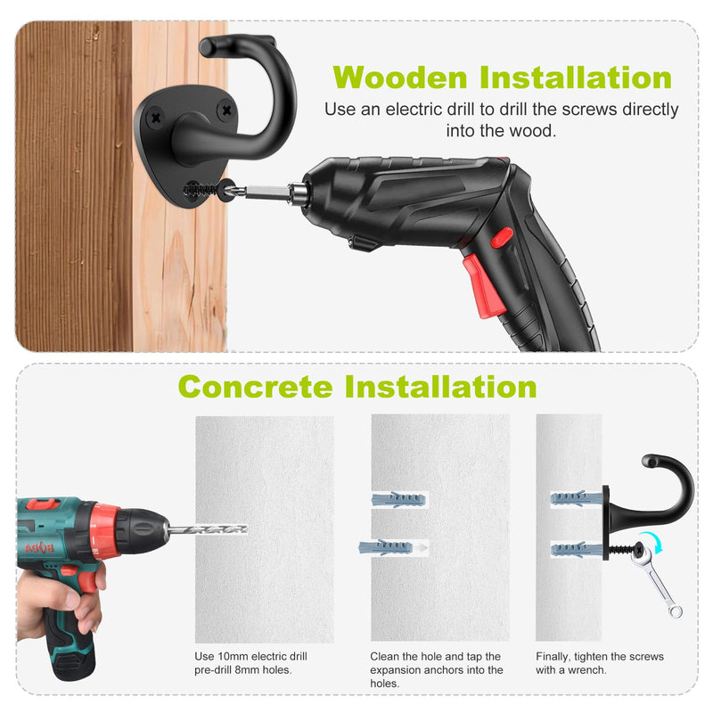 Dog Leash Hooks for Wall Black Dogs Leash Wall Mount Dog Hook for Leashs for Secure and Escape-Proof Hook for Lead Management - PawsPlanet Australia