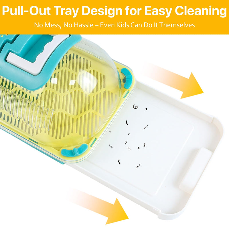 Small Animal Carrier & Insect Carrier with Clear View Lid – Ventilated Habitat Box & Removable Tray for Hamsters, Lizards, Hermit Crabs, Insects, Butterfly Habitat Observation Blue