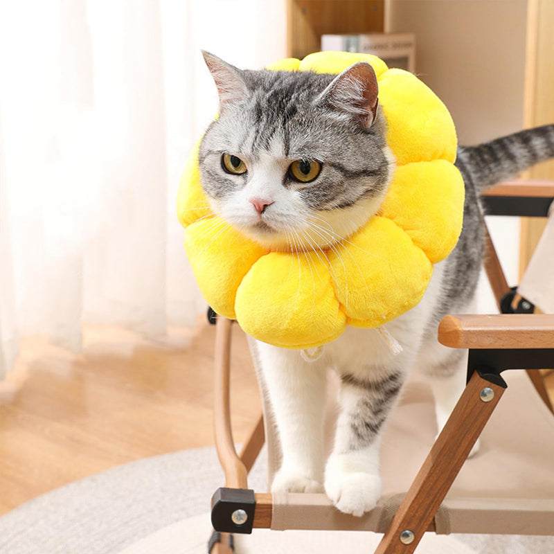 Cat Collar, Cat Collar, Elizabethan Collar for Cats, Soft Adjustable Collar for Pet Recovery, Protection from Licking and Scratching After Surgery (Yellow, M) yellow
