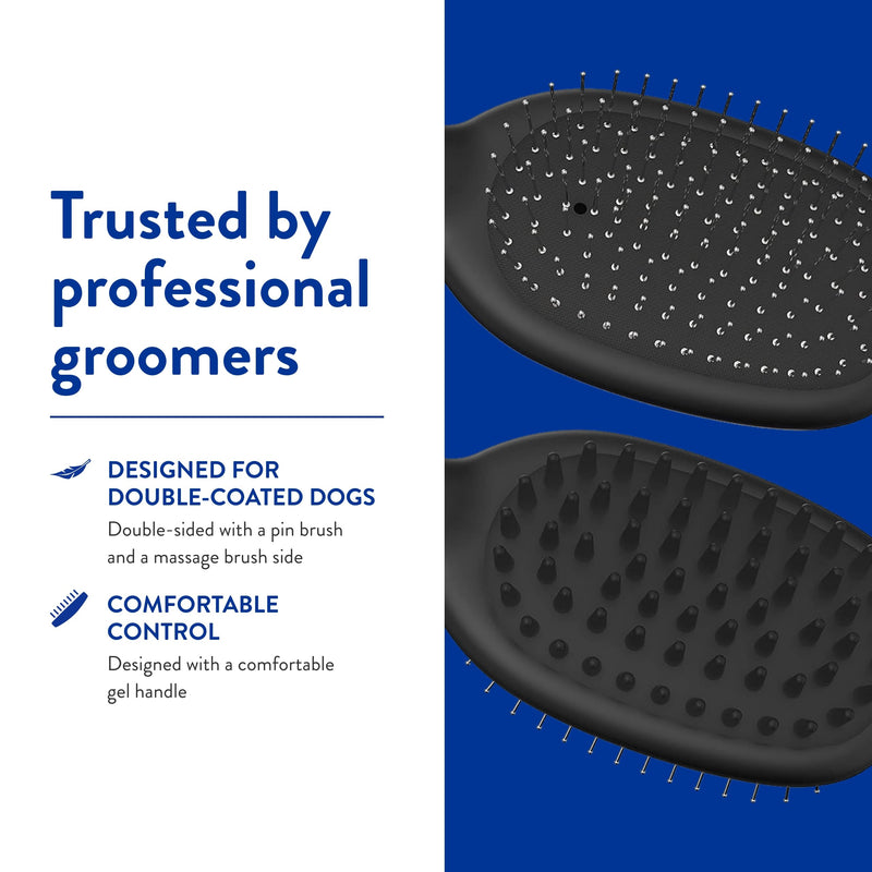 WAHL Professional Animal Double Sided Bath Pin Brush for Dogs (#858477) - Pet Brush to Groom Dogs - For Akitas, Huskies & Australian Shepherds - Durable Dog Pin Brush Black and Gray 1 Count (Pack of 1) - PawsPlanet Australia