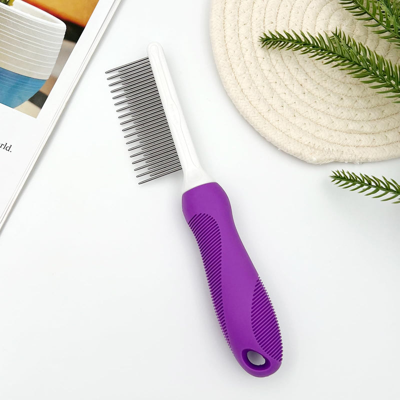 Professional Detangling Pet Comb, Dual-Length Stainless Steel Teeth for Dogs Cats for Dematting and Grooming