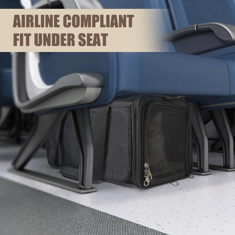 Cat Carrier American, United, Delta Airline Approved/Soft-Sided Pet Travel Bag for Medium Cat 15+ lbs Small Dog Traveling Crate Under 15 Pounds TSA Approved Carrying Cage Underseat Cabin Black - PawsPlanet Australia