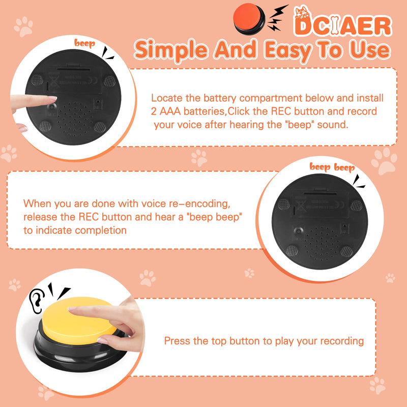 Dog Buttons for Communication,Talking Buttons for Dogs,4 Recordable Sound Buttons + 24 Scene Patterns + 1 Dog Button Mat+ 8 AAA Batteries 4 Pack - PawsPlanet Australia