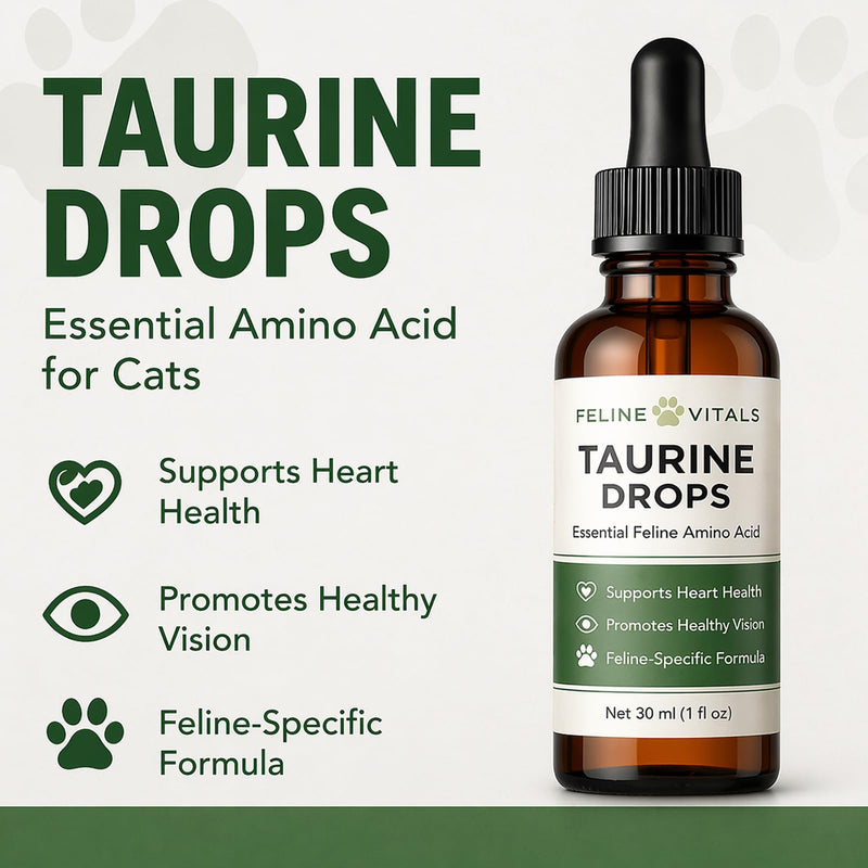 Feline Vitals Taurine Drops for Cats, Daily Nutrition, 1 Fl Oz | Essential Amino Acid Support for Daily Feline Nutrition, Easy-to-Use Liquid Formula