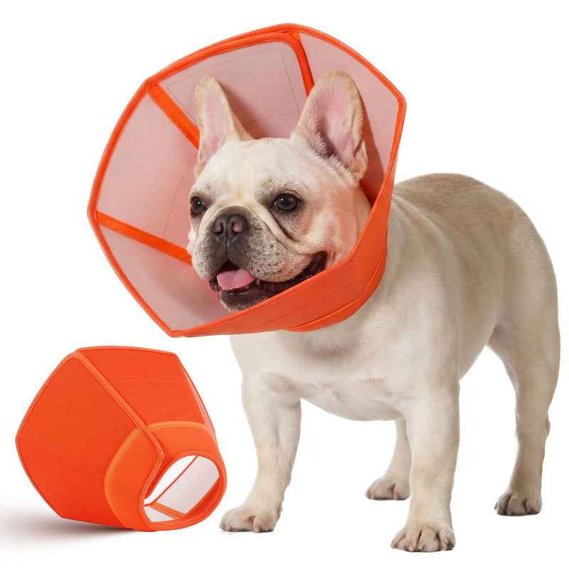 Allroaring Soft Dog Cone Collar Post Surgery Recovery,Waterproof Dogs Elizabethan Collar for Spay & Neuter Cones of Shame with Comfy Neck Padded Adjustable Cone to Stop Licking for Small Dog S Orange
