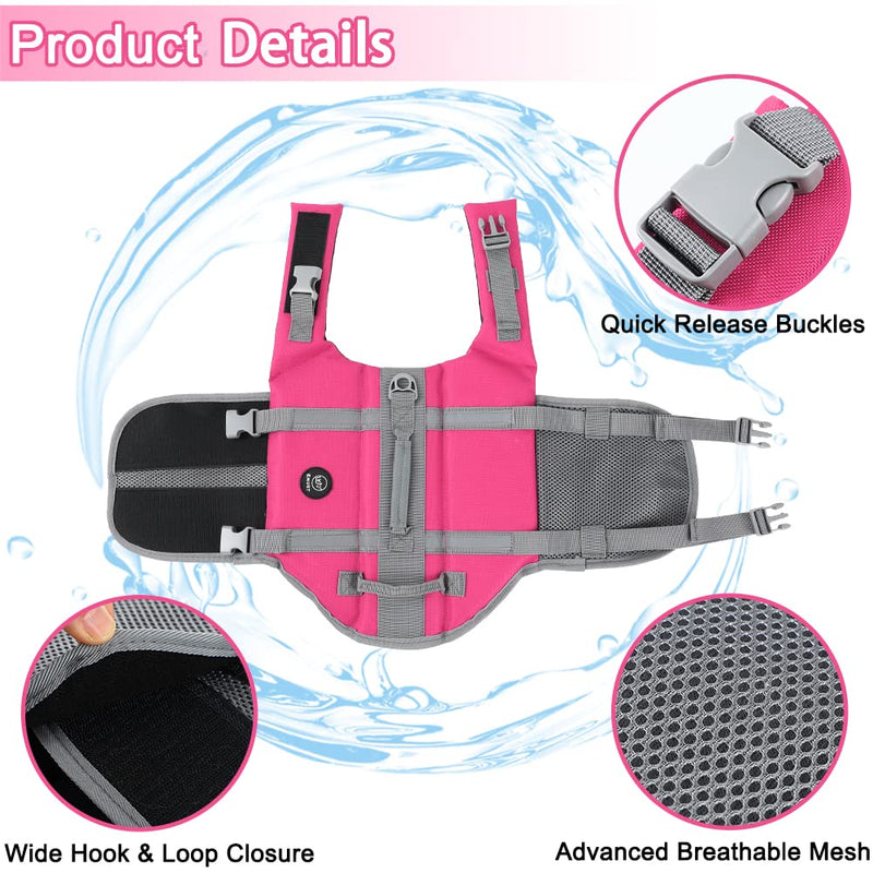 EMUST Dog Life Preserver, Dog Life Vests for Swimming, Beach Boating with High Buoyancy, Dog Flotation Vest for Small/Medium/Large Dogs, L, NewSolidpink - PawsPlanet Australia