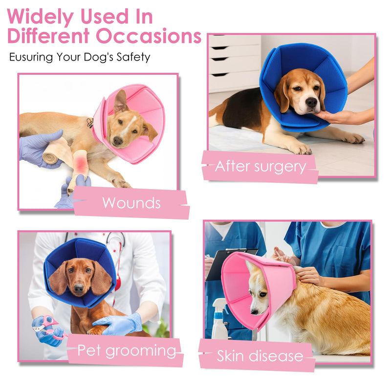 AOFITEE Soft Dog Cone Collar Anti-Licking, Dog Cone Alternative After Surgery, Elizabethan Cones for Large Dogs Post-Surgery, Neuter Recovery Pet Dogs E-Collar(Pink,X-Large) X-Large Pink