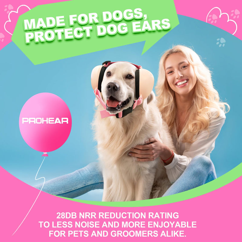PROHEAR Dog Ear Muffs Hearing Protection for Dogs, NRR 28dB Noise Cancelling Headphones, Easy to Adjust Dog Hearing Protection Earmuffs for Thunder, Hunting, Tourism, Cars, Racing, Medium, Pink - PawsPlanet Australia