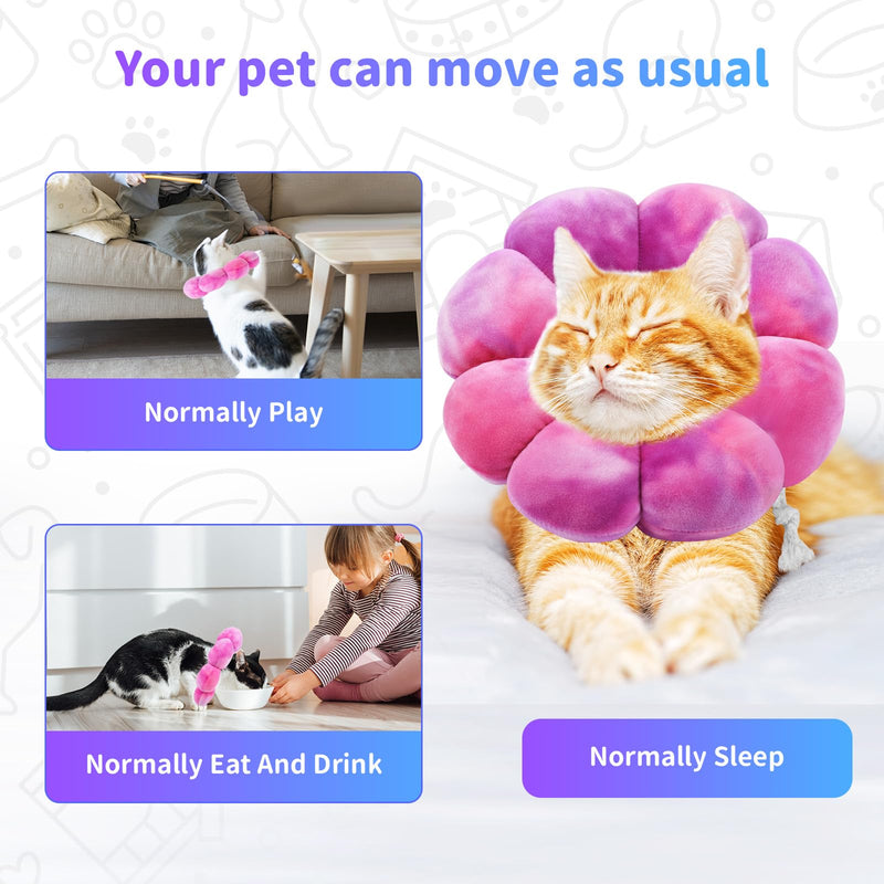Flower Cat Cone, Cat Cone Collar Dog Cone Soft Recovery E-Collar Dog Elizabethan Collar for Dogs and Cats, Cat Cones to Stop Licking(Rose Purple, M) Rose Purple Medium - PawsPlanet Australia