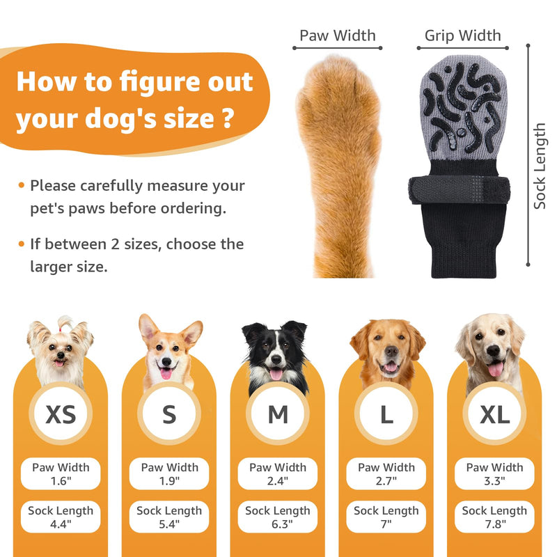 Non Slip Dog Socks to Prevent Licking Paws - Strong Traction for Hardwood Floors, Senior Dogs, Paw Protector, Prevent Scratching, Double Sides Anti Slip Dog Socks - Size Large Black Size Large(Pack of 4) - PawsPlanet Australia