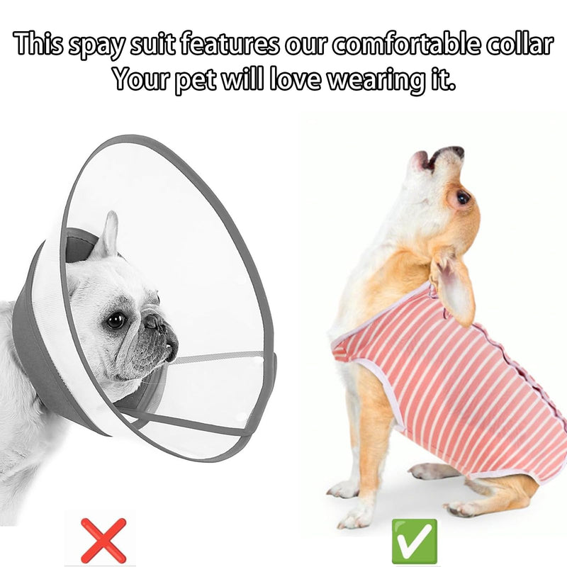 Amexo Recovery Suit for Dogs Alternative Electronic Cone Collar Anti-Licking Post Operative Jumpsuit Dog Surgical Recovery Suit for Dog Cats (Pink,S) Pink S
