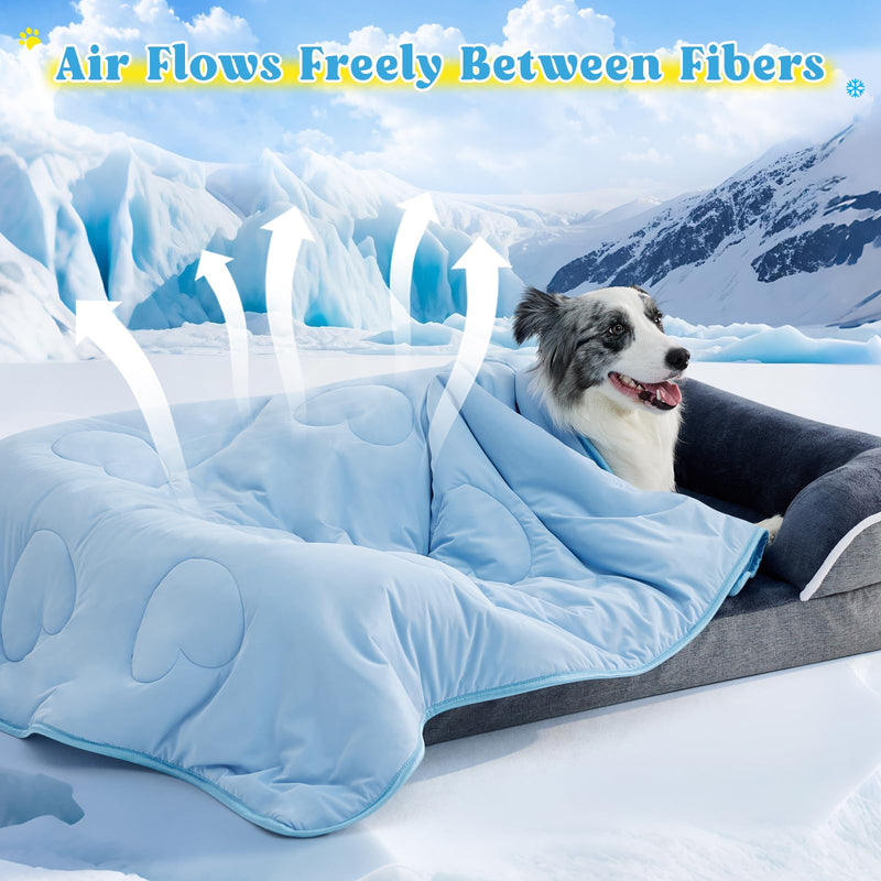 Cooling Blanket for Dogs, Lightweight & Durable Dog Cooling Mat, Q-MAX>0.45 Soft Breathable Pets Comforter for Couch, Bed & Car Essential - Light Blue 50x60 Inches 50''x60'' - PawsPlanet Australia
