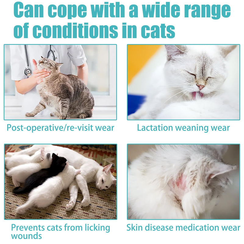Cat Surgery Recovery Suit,Breathable Kitten Onesie,Kitten Onesie Pet Surgical Spay,Collar Replacement,For Spay/Neuter Surgery Abdominal Wounds Skin Disease Prevention Licking(L/Blue)