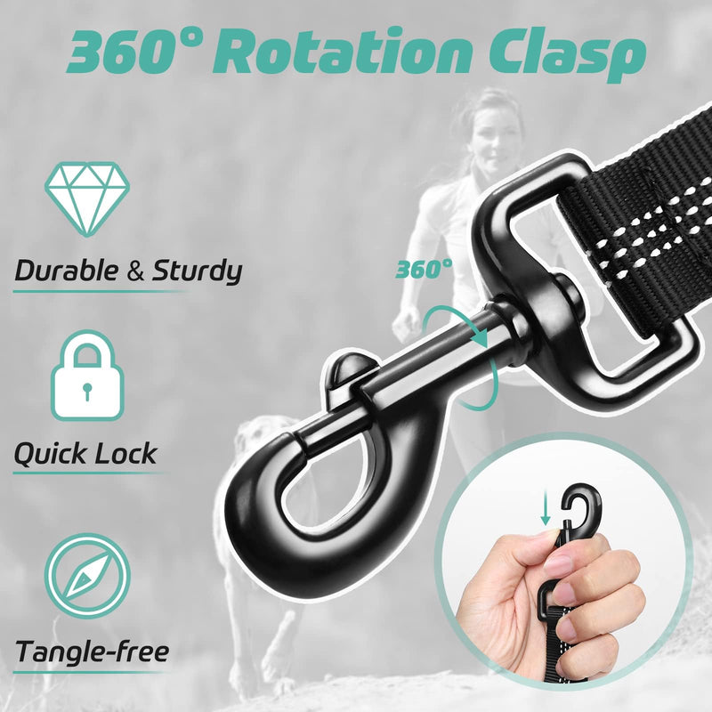 Rabbitgoo Bungee Dog Lead for Medium and Large Dogs, Anti Pull Tactical Leash with 2 Padded Traffic Control Handles for Training and Walking, Quick Lock and Release, Black, 114-158cm 114-158 cm (Pack of 1) - PawsPlanet Australia