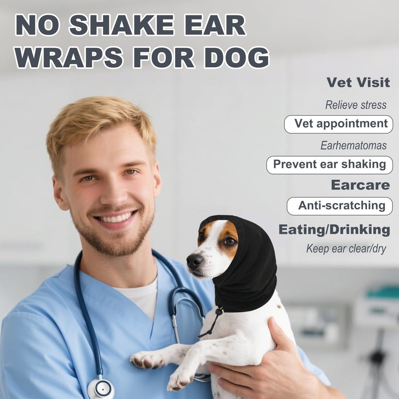Dog Calming Hoodie, Dog Head Warp Anxiety Relief, Ear Muffs Protector for Noise Protection from Airplane, Fireworks, Thunder, Travel-Comfort, Grooming, Bathing Fit All Breeds(L) L