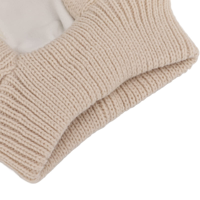 Tiiyee Quiet Ears for Dogs, Pet Ear Covers Hoodies Earmuffs Snood Noise Protection for 33-55lb Medium to Large Pets Knitted Fabric Hat Warm Winter Scarf Head Wrap Anti Anxiety Barking Headwear(Beige)