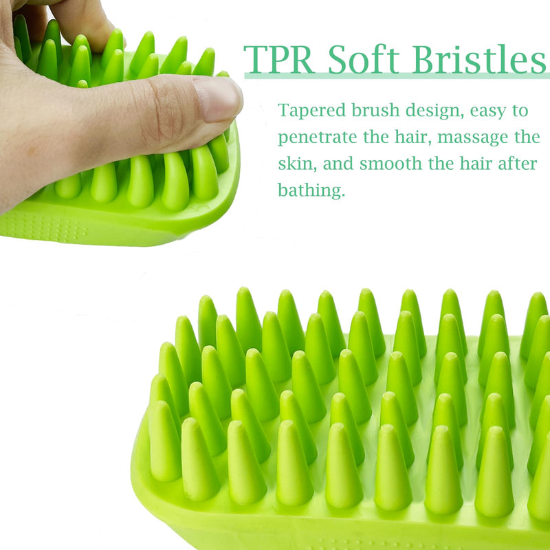 Dog Bath Brush, Pet Silicone Shampoo Brush, Rubber Shower Wash Curry Brush for Short Long Haired Dogs Cats Shedding Grooming and Massage, Pet Rubber Brush Removes Loose & Shed Fur Green - PawsPlanet Australia