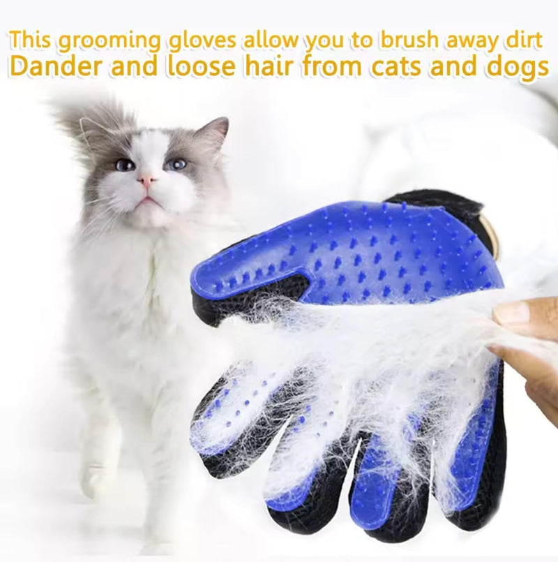 Pet Grooming Glove-Pet Hair Remover Glove- Perfect pet Cleaning Brush Glove- Perfect Washing Glove Brush of The Dog & pet for Short and Long Fur - 1 Pack (Right-Hand), Blue - PawsPlanet Australia