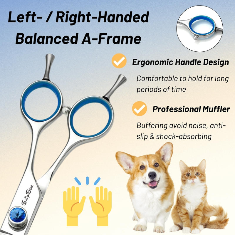 7.5inch 25° Curved Dog Grooming Scissors Professional, Japanese VG10 Stainless Steel Sharp Dog Scissors for Grooming Groomer, Pet Shears for Dogs Cats Face Paws Cutting, Comfortable Ergonomic Handle 7.5in Silver Curved