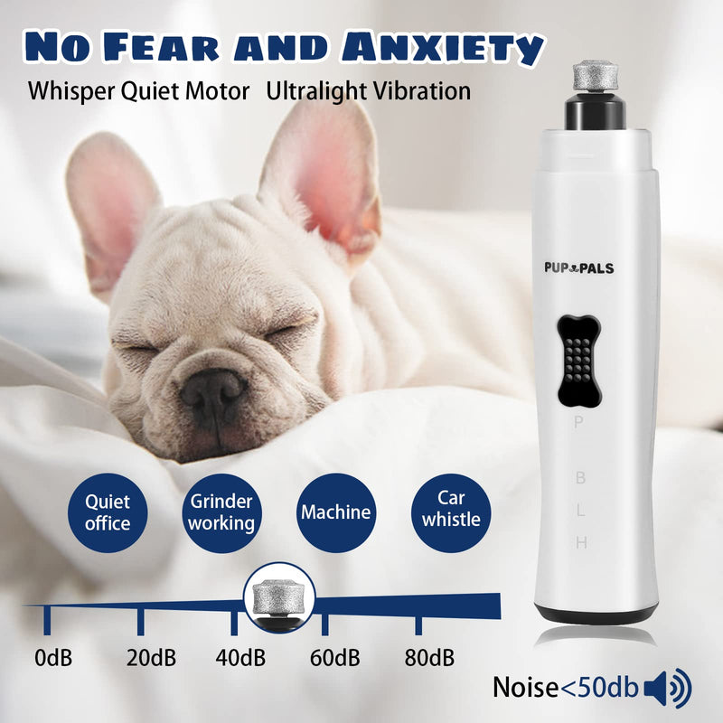 Upgrade Dog Nail Grinder with 5 LED Shadow Free Light, Dog Nail Trimmer Protect Pet Paws from Over Grinding with 2 Speed Super Power Motor, with one aditional Concave-Shaped Replacement Head Grinder+1 Head - PawsPlanet Australia