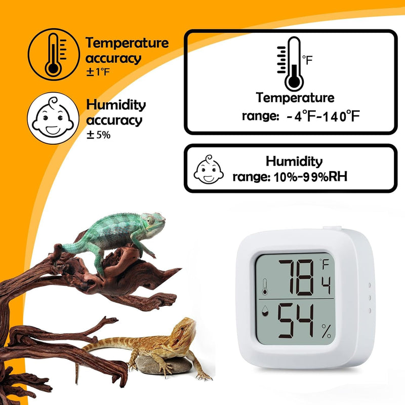 Reptile Tank Thermometer, Mini Digital Hygrometer Thermometer Gauge, Indoor Outdoor Temperature Humidity Meter for Greenhouse Humidors Incubators Reptile Terrarium Jars, Fahrenheit (℉) or Celsius(℃) Basic Version - PawsPlanet Australia