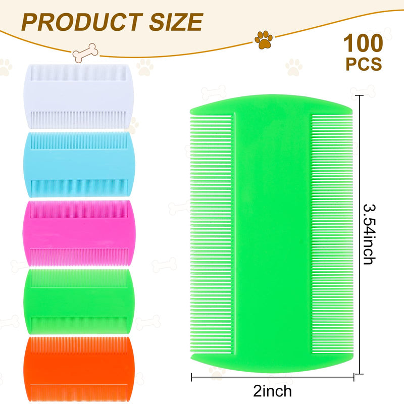 100 Pcs 5 Colors Double Side Tooth Pet Flea Comb Bulk for Cats Dogs Lice and Tick Comb for Small Cats Dogs Kitten Indoor - PawsPlanet Australia