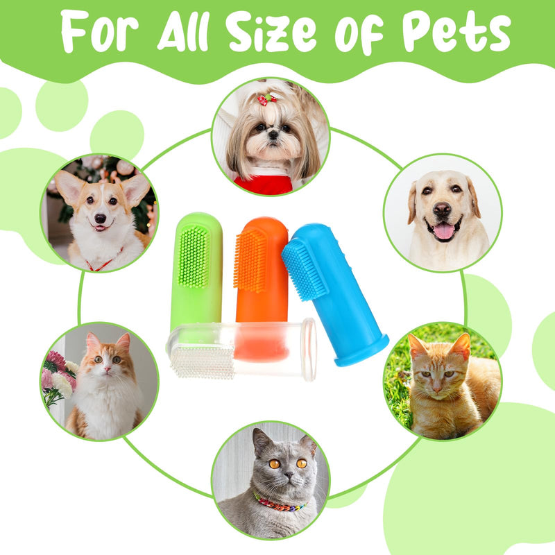 80 Pcs Finger Toothbrushes for Dogs, Food Grade Silicone Soft Pet Finger Brushes Washable Toothbrush for Small Dog Cat Easy Cleaning Dental and Oral Care(4 Colors) - PawsPlanet Australia