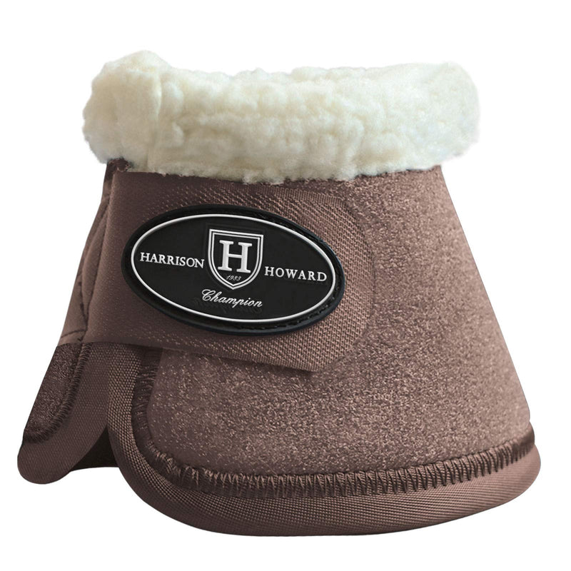 Harrison Howard Essential Bell Boots Shock Absorption with Fleece Trim Non-Rotating Reinforcement Full (Large) coffee