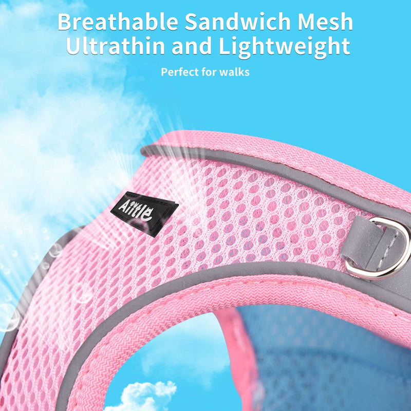 AIITLE Step in Dog Harness and Leash Set - No Pull Escape Proof Vest Harnesses with Soft Mesh and Reflective Bands, Adjustable Pet Outdoor Harnesses for Small and Medium Dogs Pink M M(Chest: 16 - 18") Pink-Blue - PawsPlanet Australia