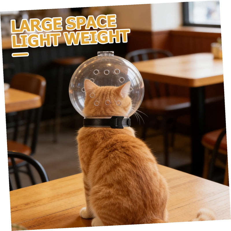 Breathable cat head protector made of ABS with a lightweight design and easily removable white protective collar for outdoor use.