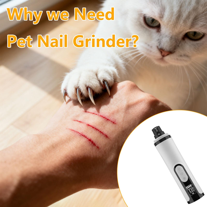 Silent Groom Pro Nail Grinder, Dog Nail Grinder Quiet, Dog Grinder for Dogs Light Painless Clipping With Led & 3 Speeds Rechargeable 2000mAh USB Charging 1+2 Replacement Head for Dog Cat Home Use