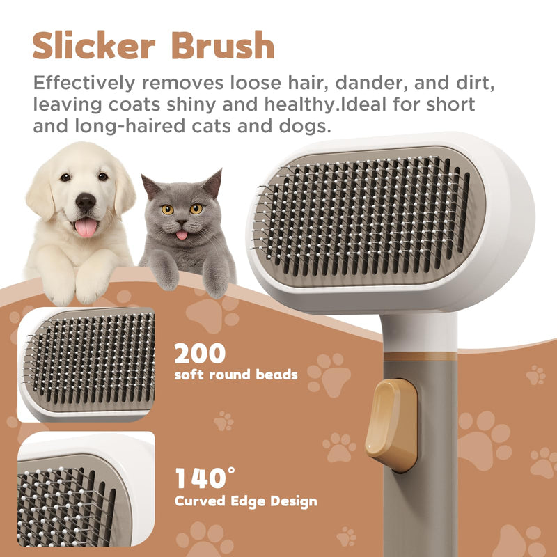 Dog Brush for Shedding, 3-in-1 Cat Hair Brush for Indoor Cats, Self Cleaning Deshedding & Grooming Brush, Furminator for Long & Short Hair Pets