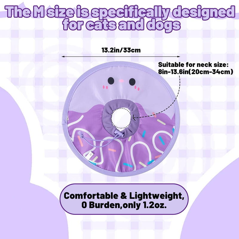 Cat Recovery Collar for Post Surgery,Soft Adjustable Elizabethan Neck Cone Waterproof Lightweight Donut Shape for Cats Small Dogs Kitten Puppy Pet