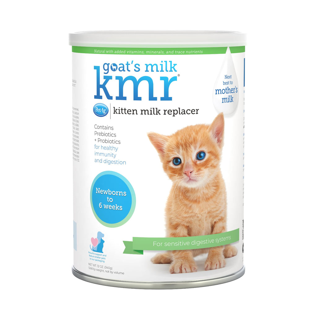 Pet-Ag Goat’s Milk KMR Kitten Milk Replacer Powder - 12 oz - Powdered Kitten Formula with Prebiotics, Probiotics & Vitamins for Kittens Newborn to Six Weeks Old - Easy to Digest