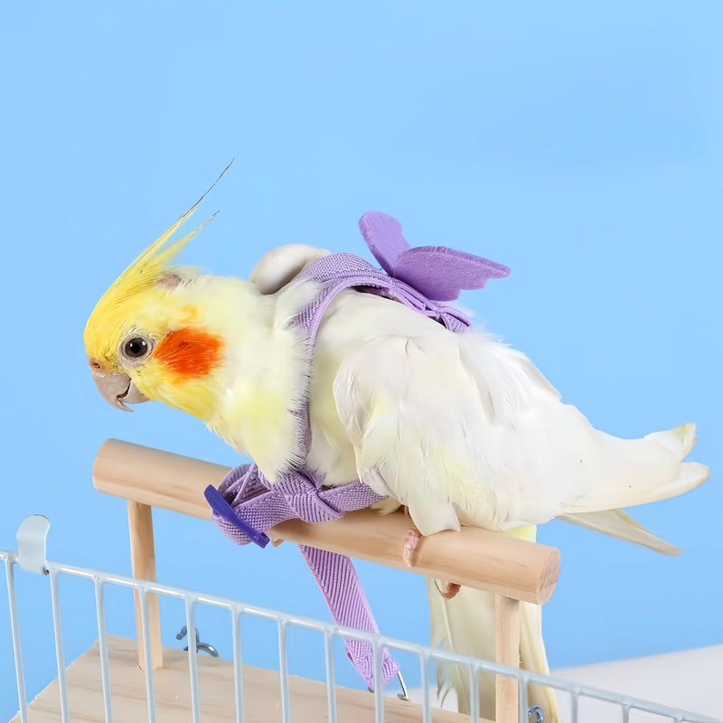 3 Sets Pet Parrot Bird Harness and Leash with Cute Wing, Adjustable Bird Flying Harness Straps Outdoor Training Traction Rope for Parrots Pigeons Lovebird Cockatiel(L,Pink, Yellow&Purple) Pink, Yellow&Purple L - PawsPlanet Australia