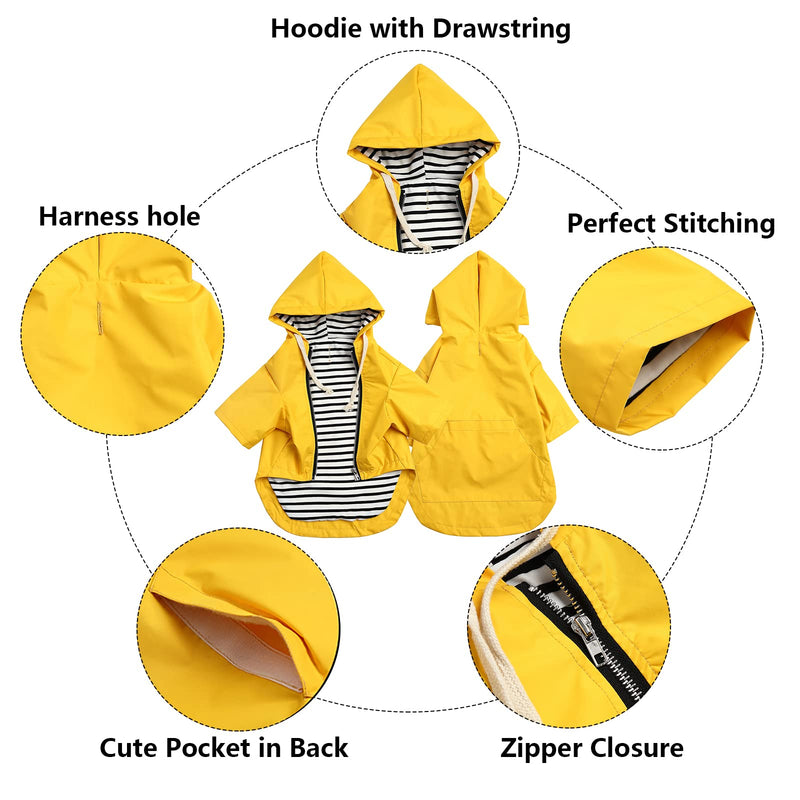 Dog Raincoat Puppy rain Jacket with Hood for Small Medium Breeds with Reflective Strap Storage Pocket Harness Hole Yellow Medium Medium(Chest: 19"-23")