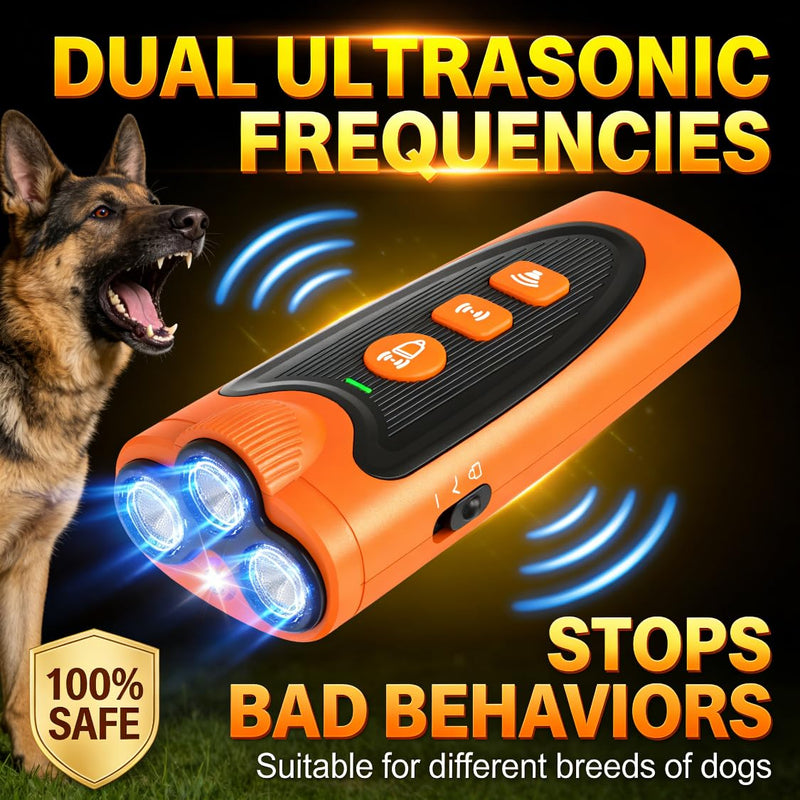 3X Ultrasonic Dog Bark Deterrent, 6 Training Modes, 23FT Range, 30-Day Battery, Rechargeable & Humane Anti-Barking Device for Indoor & Outdoor