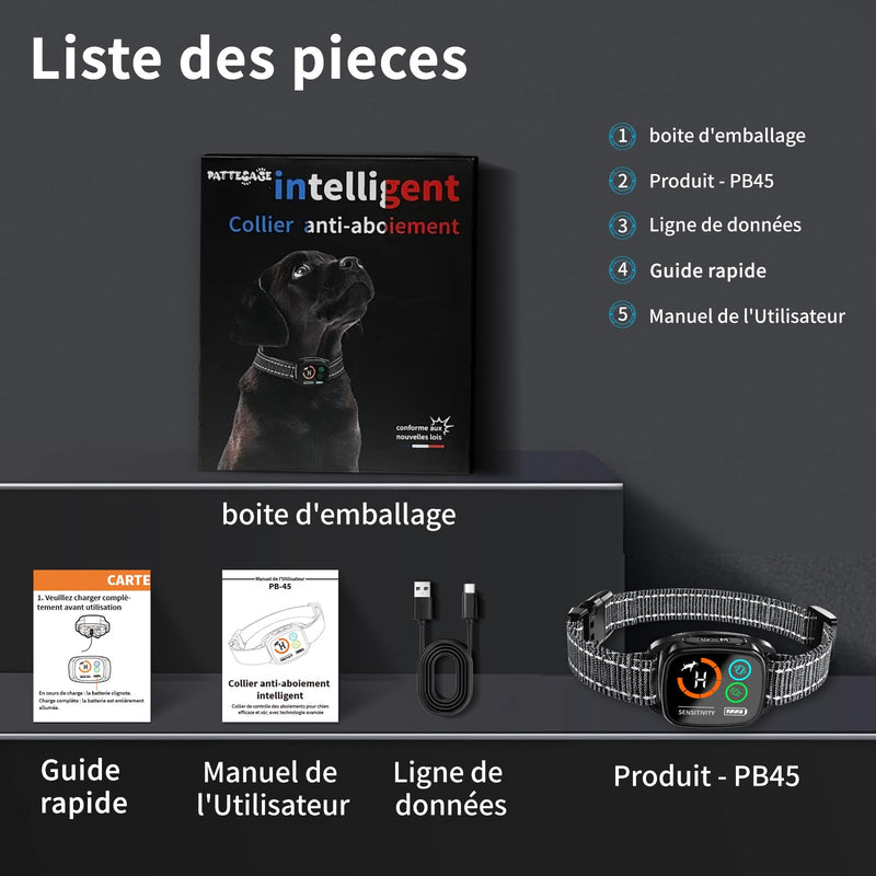 Bark Collar, Anti-bark Collar with 6 Adjustable Sensitivity, 3 Mode Beep/Vibration/Beep&Vibration, Rechargeable Smart Collar for Large Medium Small Dogs, IP67 Waterproof Bark Training Collar(Black) 1-Pack - PawsPlanet Australia