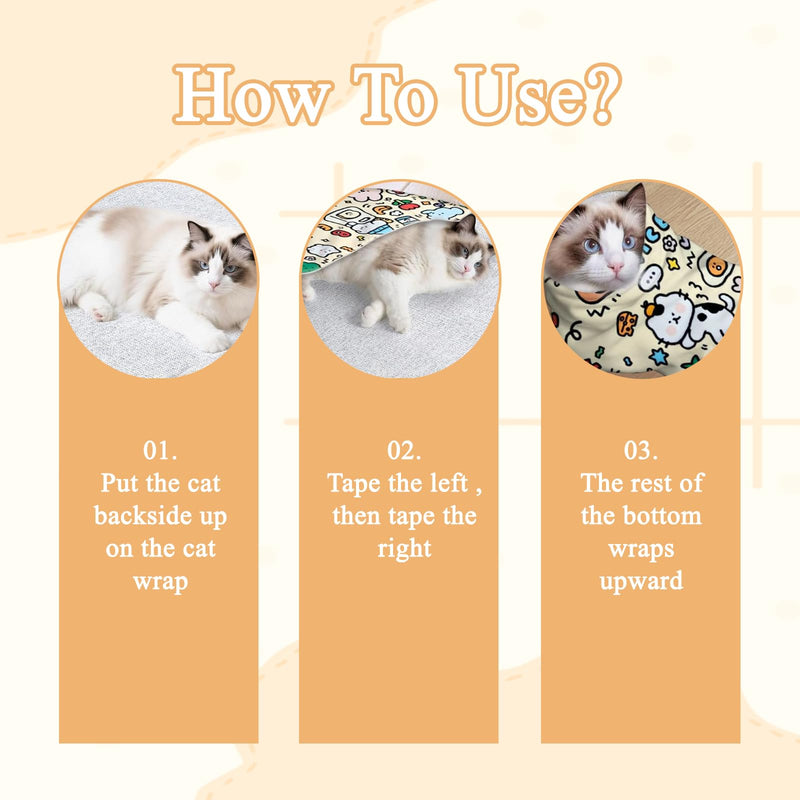 27.6x27.6 Cat Wrap for Cutting Nails, Cat Grooming Wrap with Pet Hair Removal Glove, Cats Restraint for Nail Clipping Ear Cleaning Teeth Brushing - PawsPlanet Australia